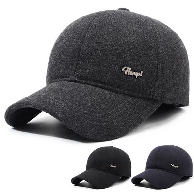 Autumn Winter Men Woolen Hat Warm Ear Protection Baseball Cap Middle-Aged Cotton Cap