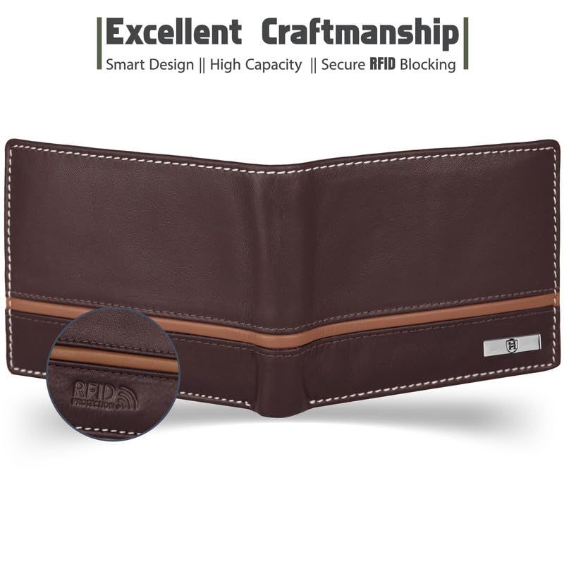 Denial Brown Leather Wallet for Men | Wallets Men with RFID Blocking | Mens Wallet Leather