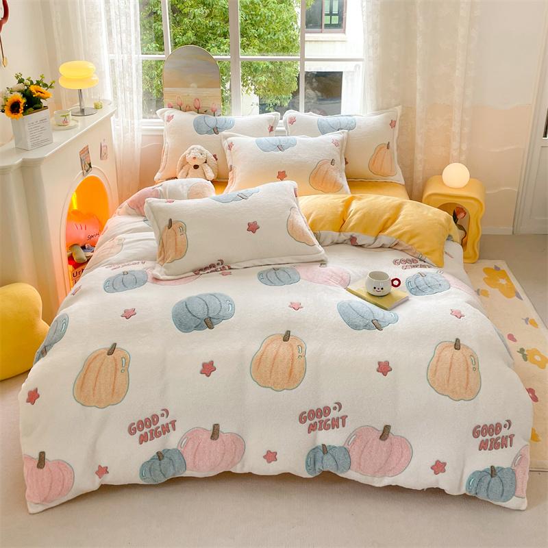 Rosa Dickes Fleece Blume Bettbezug Für Mädchen Winter Warm Flanell Bettdecke Bezug 1 Stück 150 cm Größe Mädchen Bettwäsche Funda Nordica Cama