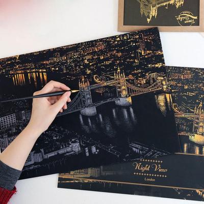 Korean City Night View Scratch Painting Book