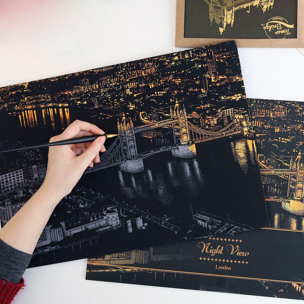 Korean City Night View Scratch Painting Book