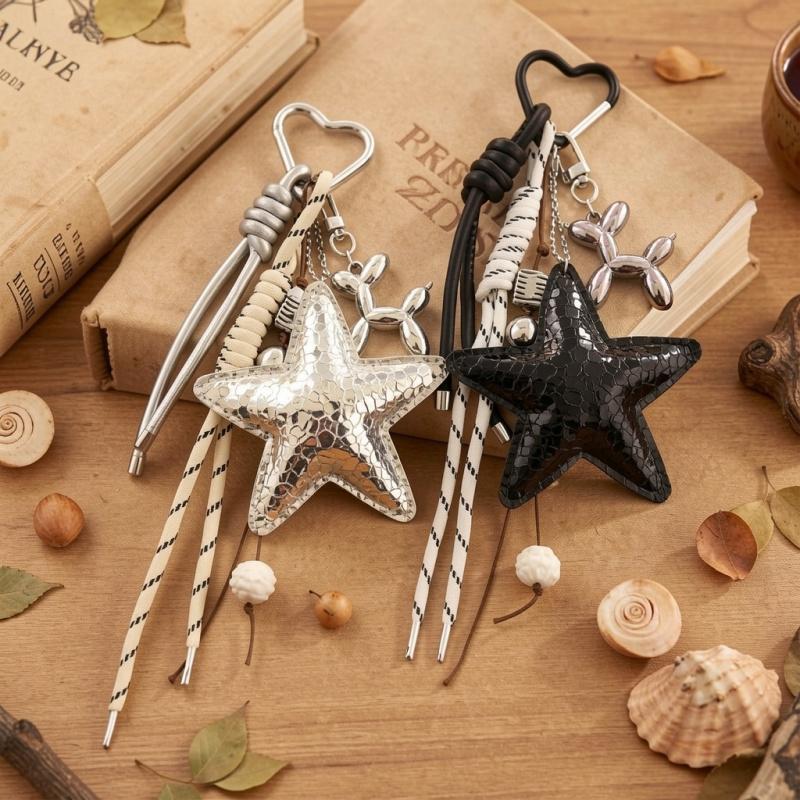 Lady's Fashion Five-Pointed Star Bag Pendant Car Dopamine Matching Hand Gift Hanging Rope Accessories Bag Charm