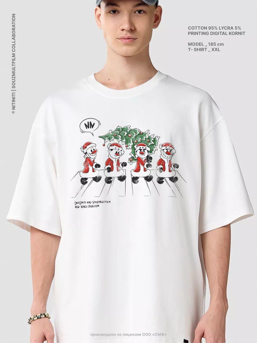 Oversized New Year T-shirt with Soyuzmultfilm print M