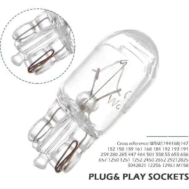 Downhill 10 PCS T10 168 192 Bulb,12V 5W Shockproof Quartz Glass Instrument Light/side Light/Taillight, Multi-function Plug and Play Turn Signal