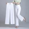 Spring and Summer High Waist Ice Silk Wide Leg Pants Mom's Straight Trousers Elegant Elastic Waist Baggy Pants Women
