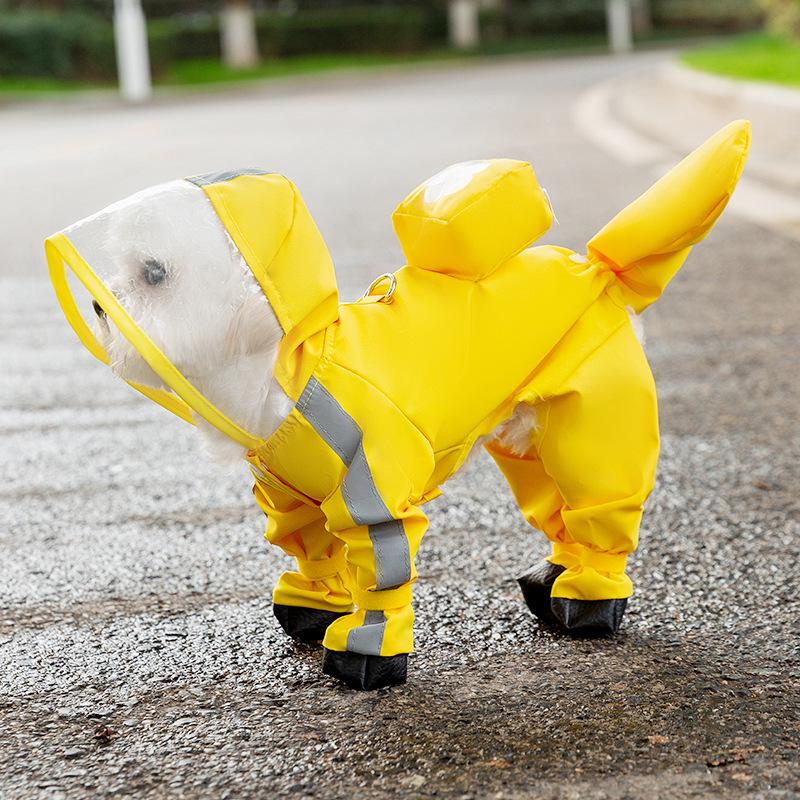 Bichon Frise Dog Raincoat: Full-Coverage, Waterproof, Four-Legged with Tail-Connected Design for Medium and Small Dogs