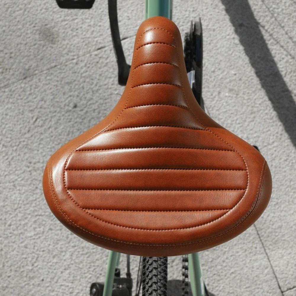 MTB Spring Bicycle Seat Cushion Leather Retro Mountain Bike Seat Bicycle Saddle  Replacement