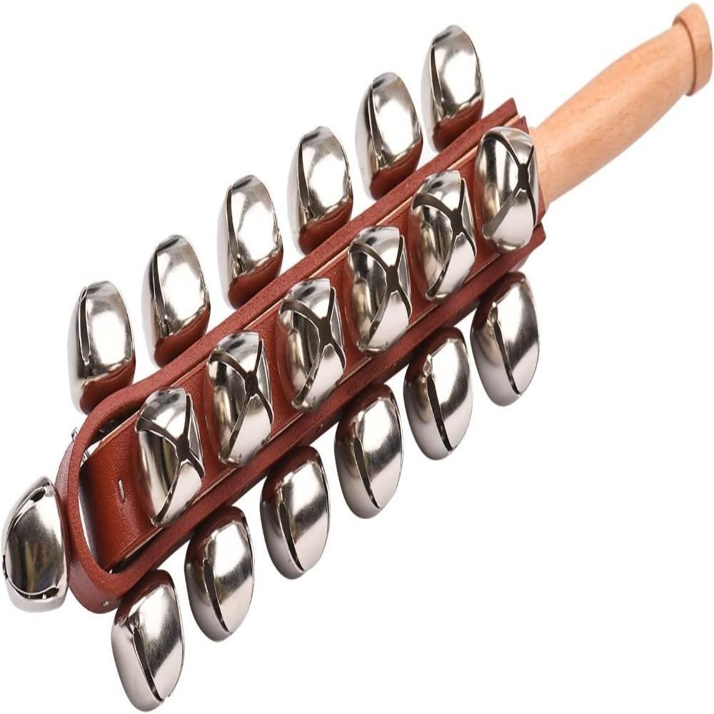 Wood & Stainless Steel Jingle Bell Stick Red Wooden Shaker Stick For Party