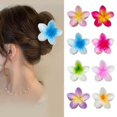 Women Summer Hair Claw Bright Color Flower Shape Hair Clip Small Shark Clip Back Head Shower Hair Claw Hair Accessories