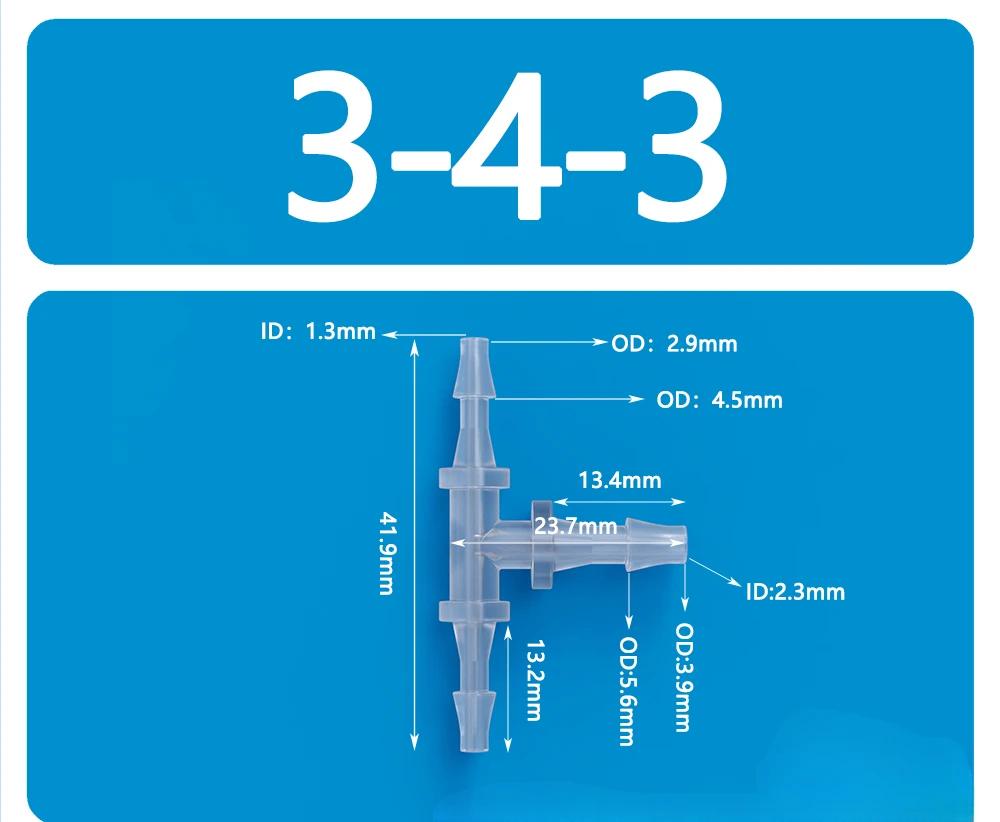 OD 1.6mm-20mm Plastic Equal Diameter Tee T-shaped Connector Pagoda Hose Barb Tee Hose Connector Multiple Specifications
