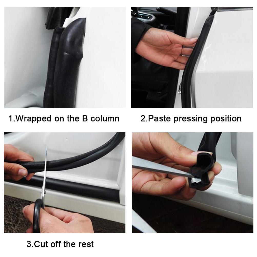 2X 80Cm Car B Pillar Rubber Seal Strip AntiNoise Dustproof Front Door