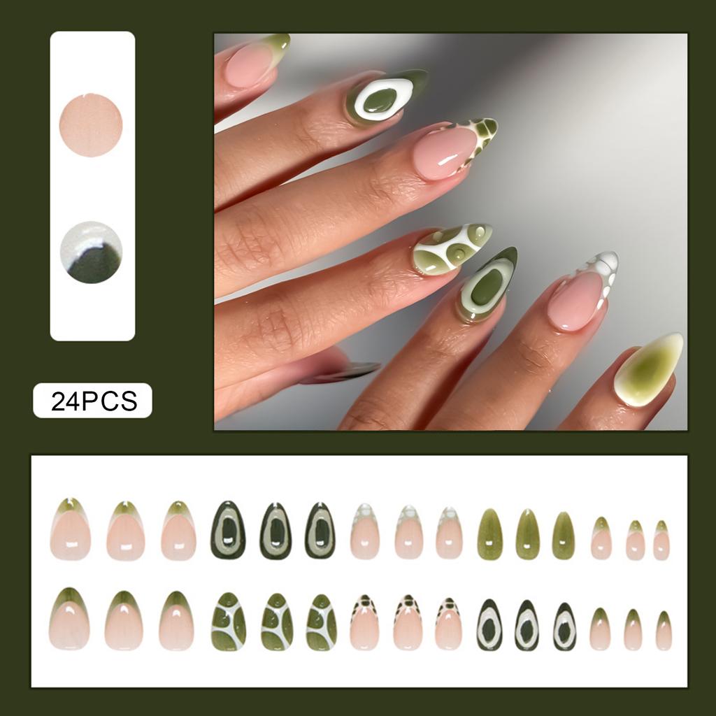 24PCS False Nails with 3D Mint Blue Flower Press on False Nails Artificial Wearable Tips Fake Nail Art Manicure Nail Tips