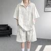 Men's Plus Size Tie-Dye Ice Silk Two-Piece: Short-Sleeved Shirt & Loose Lapel Shorts Set, Summer 2026