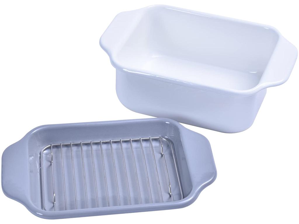 Cozy Cook Enamel Square Compact Wide Deep Tempura Pot with Shade Gray