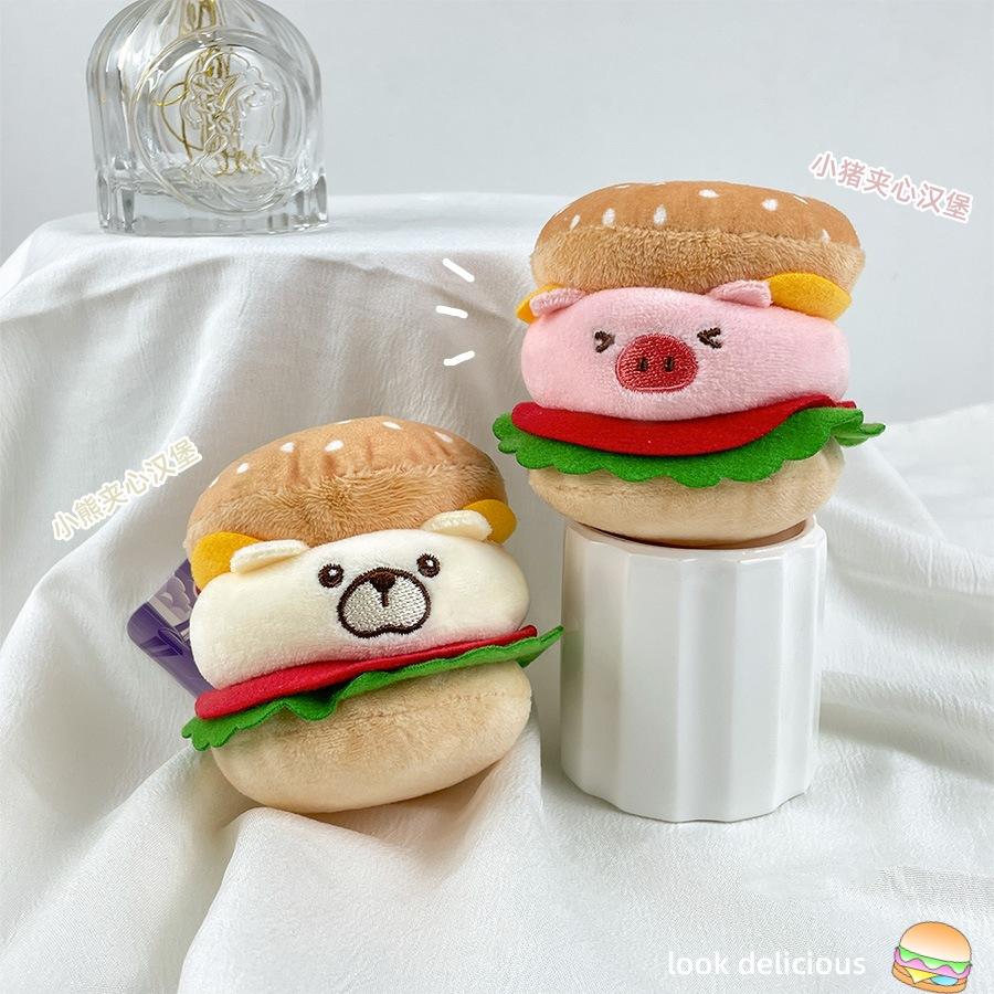 Cute Hamburger Sandwich Kapibala Plush Doll Pendant Creative Husky Little Yellow Duck Flour Pig Doll