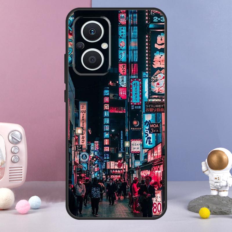 Japanese Night City Aesthetic Funda For OPPO Reno 14 F 11F 12F 13F 10 11 12 13 Pro 7 8 Lite OPPO Find X8 X6 X5 X9 Pro Case