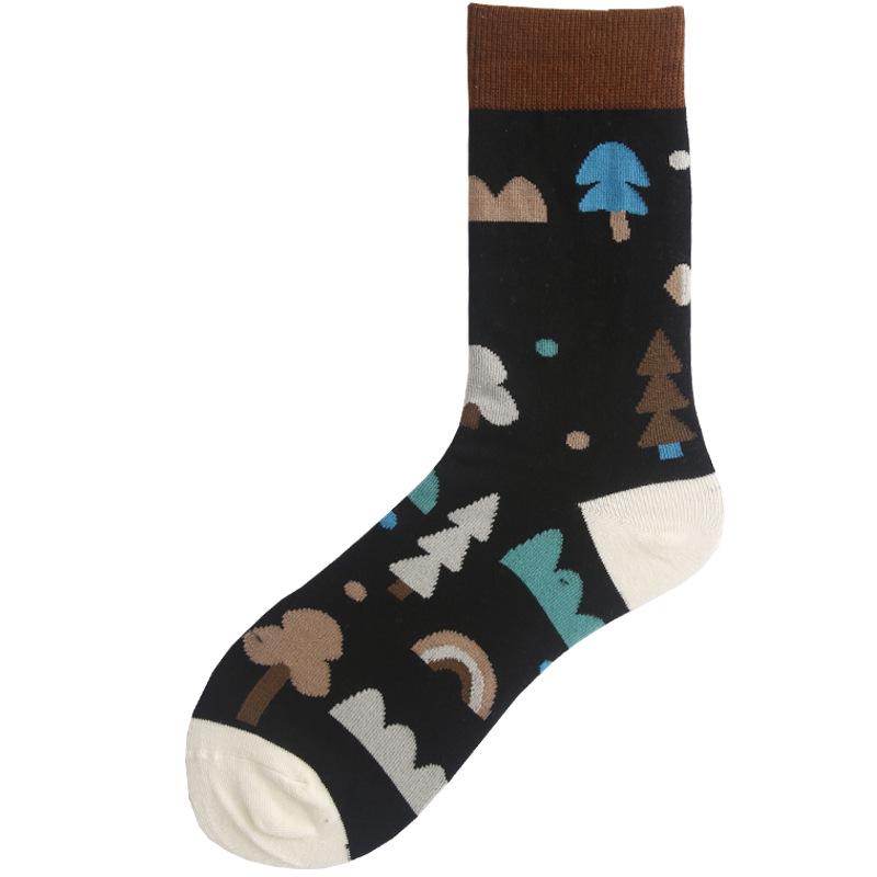 Summer Cotton Socks Trendy Socks Street Personality Illustrations Poached Eggs Harbor Jacquard Medium Tube Socks Socks Couple