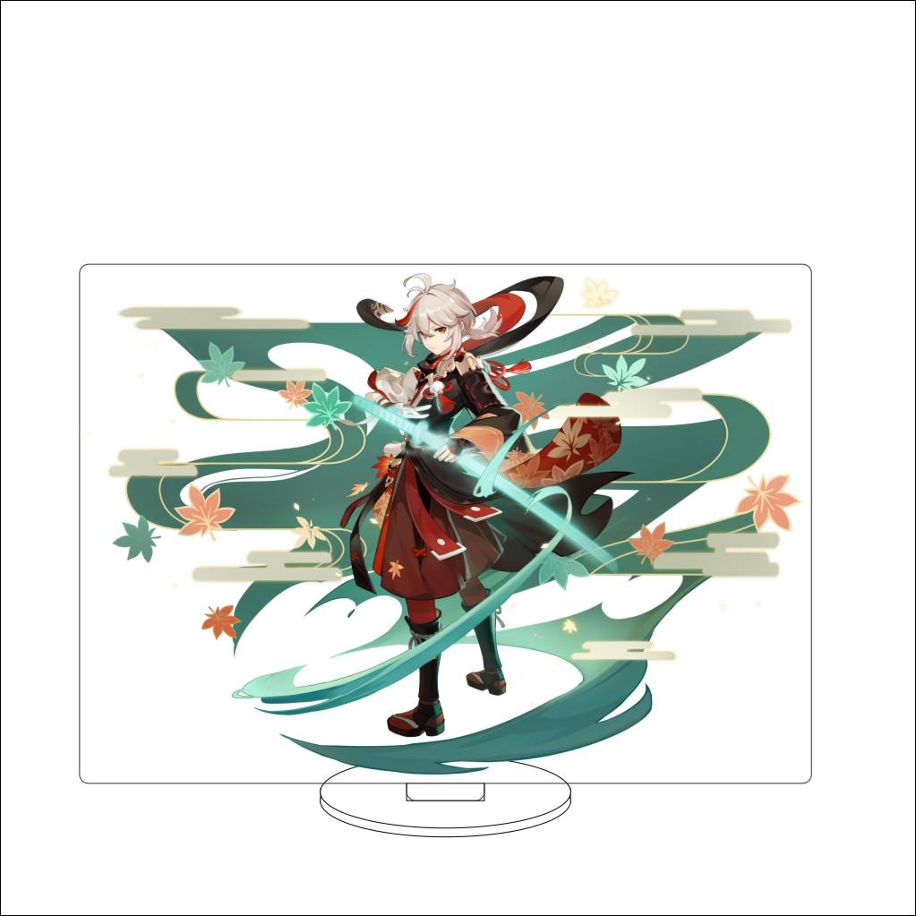 16CM Anime Genshin Impact Figure Stand Model Kaedehara Kazuha Cute Desk Decor Standing Sign Gifts