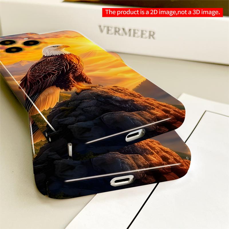 2DFlat Bald Eagle at Sunset Perched on Rock All inclusive film hard iPhone case, compatible with iPhone 18 Pro Max 17 16 15 14 13 12 11