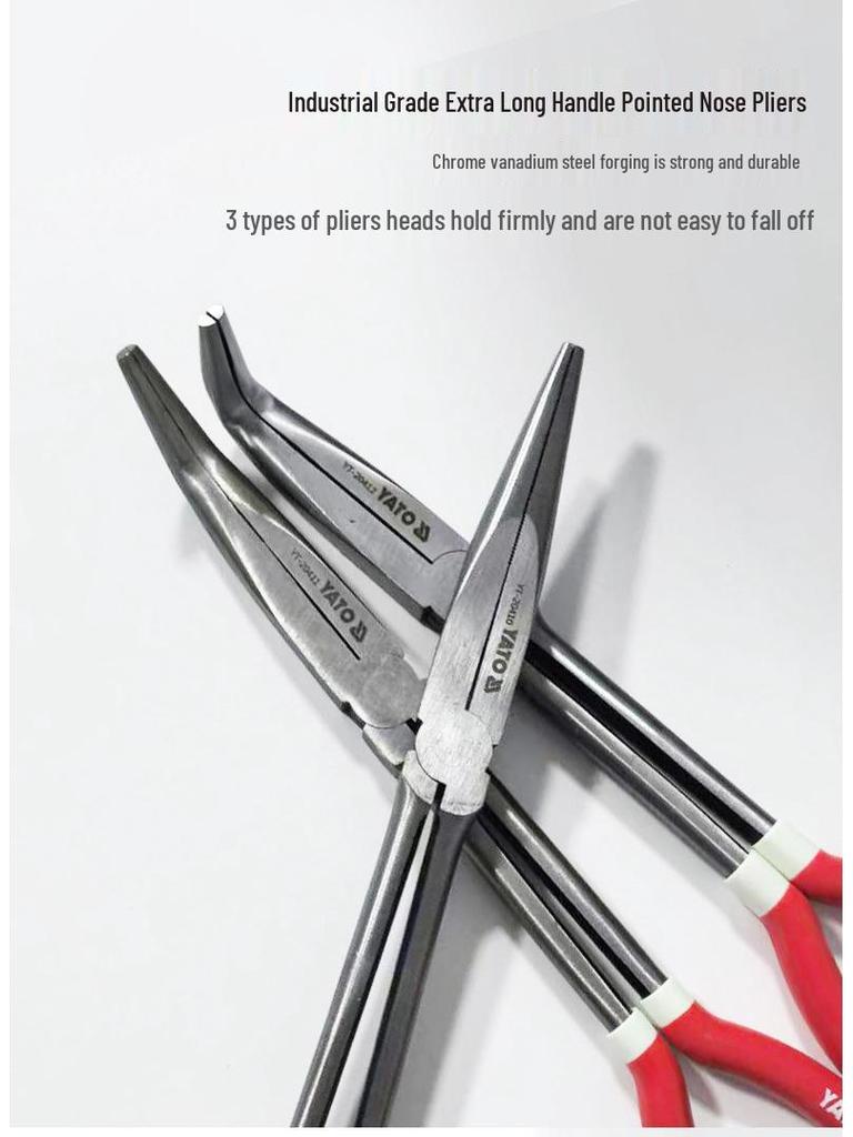 YATO 11" and 16" Angled Bent Needle Nose Pliers - Long, Pointed Tip for Automotive Use