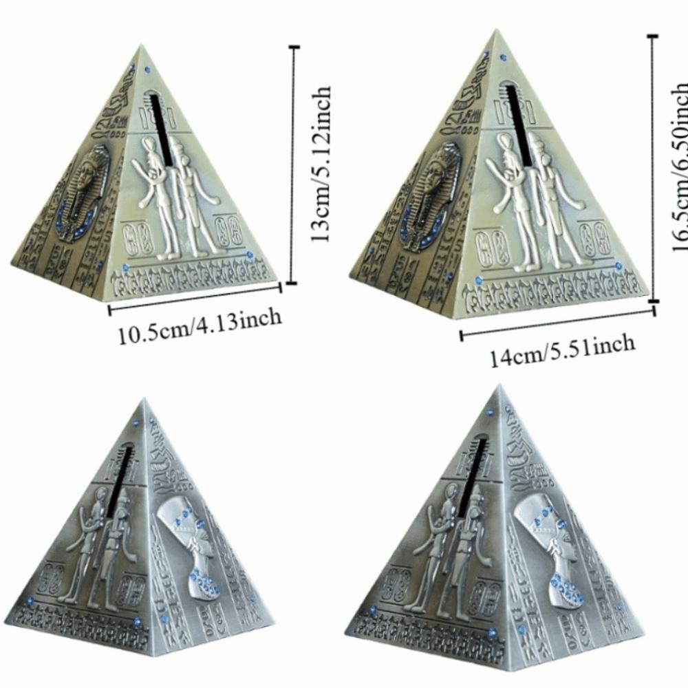 Alloy Egyptian Pyramids Figurine Savings Can Durable Multi-purpose Pyramid Statue Piggy Money Bank Electroplate Retro