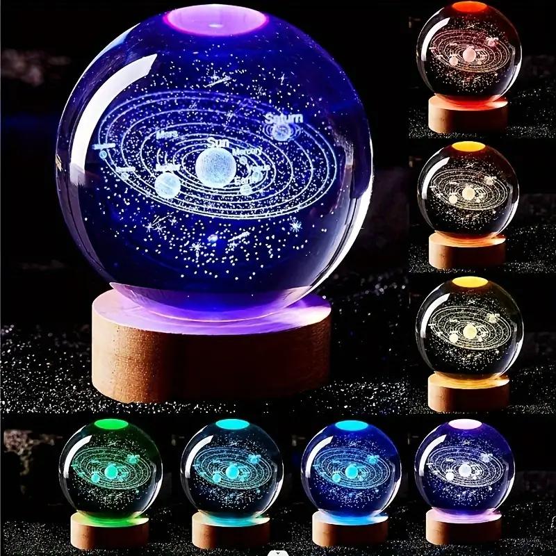 1 Stück, Solarsystem Kristallkugel Nachtlicht, Tischlampendekoration für Heimtischdekoration, Freundin, Ehefrau Geburtstagsgeschenk
