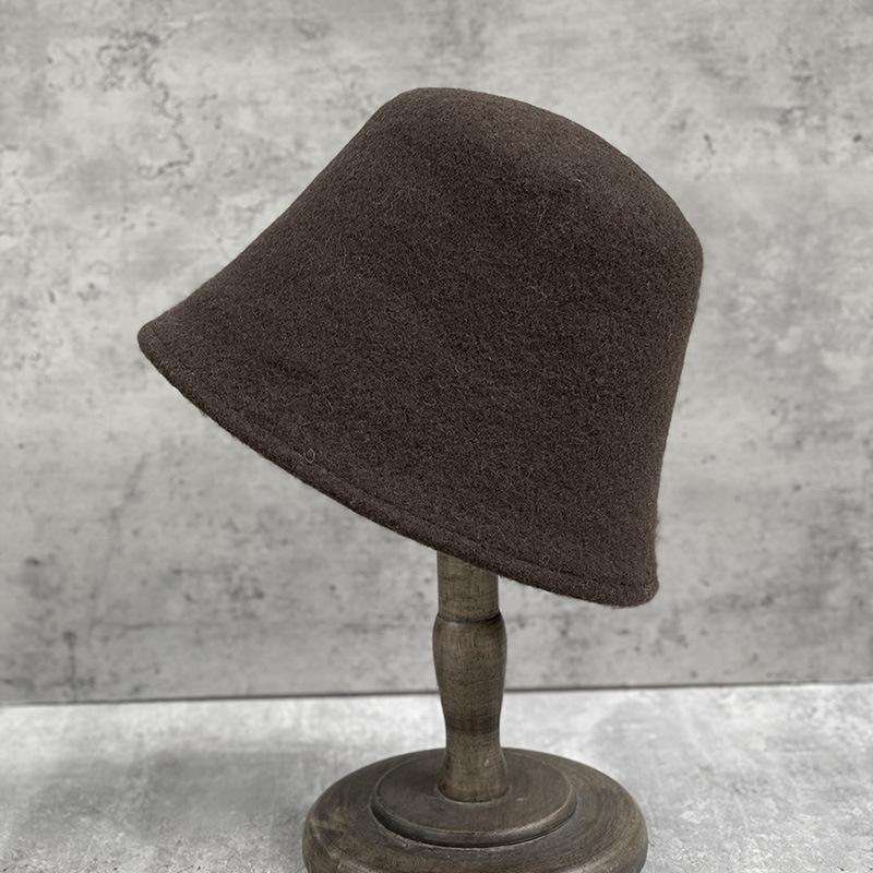 Soft And Wide Foldable Simple Australian Hair Bucket Hat Women'S Tide Warm Candy Color Wool Bucket Hat