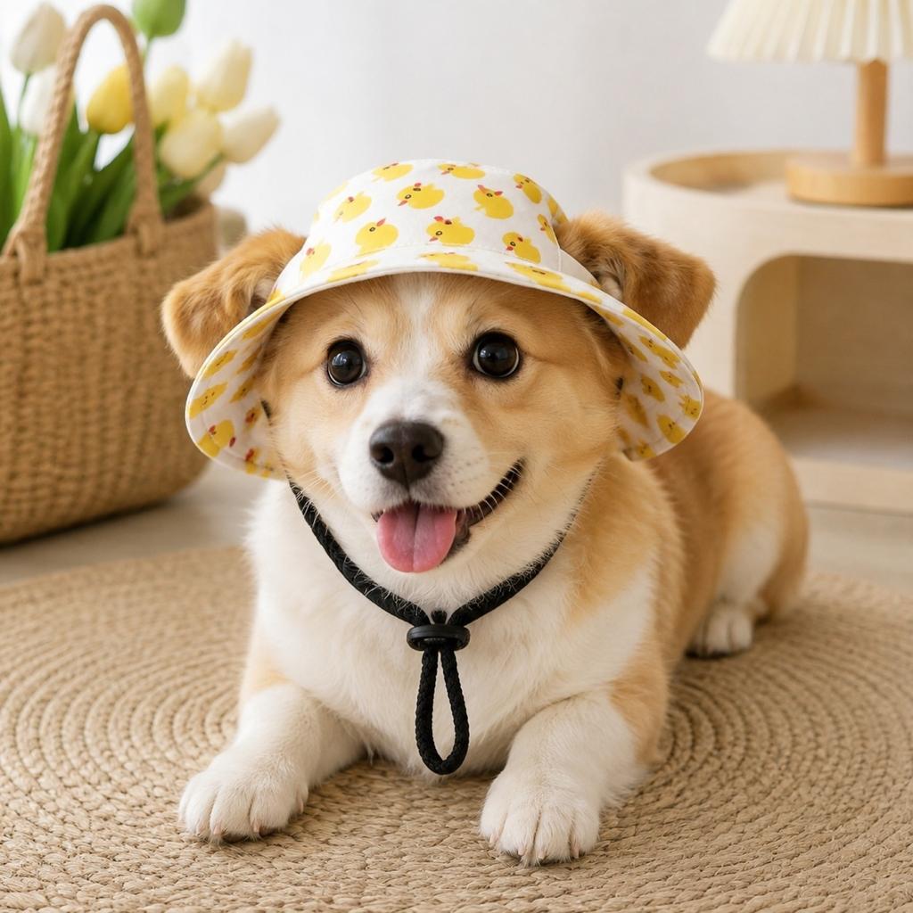 Pet Sun Hat with Printed Pattern for Outdoor Summer