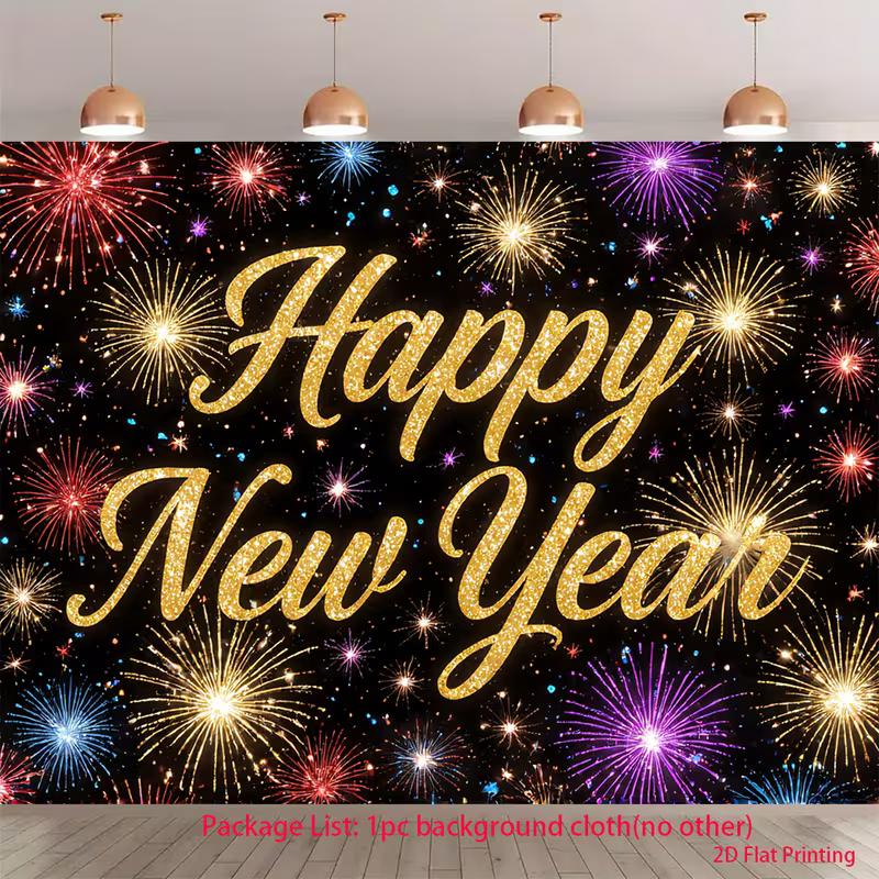 2D Flat Printing New Year Backdrop, "Happy New Year" Photography Background