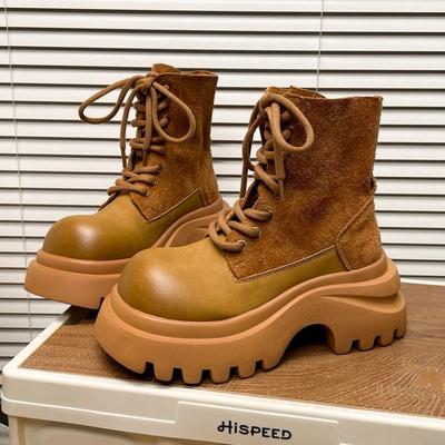 Platform Women's Ankle Boots High Heels Fashion Winter Shoes Designer Lace Up Sport Sneakers New Motorcycle Mujer De Botas