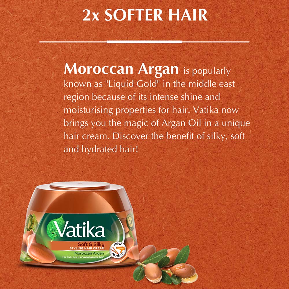Soft & Silky Styling Hair Cream with Moroccan Argan Vatika Naturals 140 ML