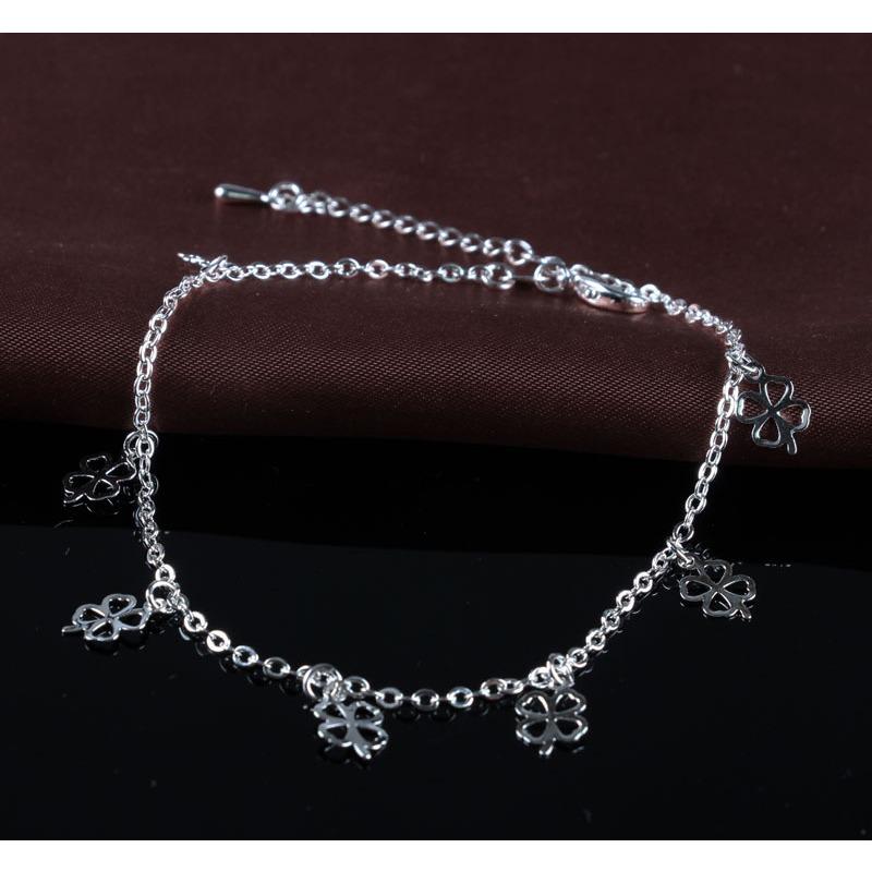 Korean Version Imitation Bracelet Foot Jewelry Women's Fashion Summer Single-layer Four-leaf Clover Anklet Retro Gift Jewelry