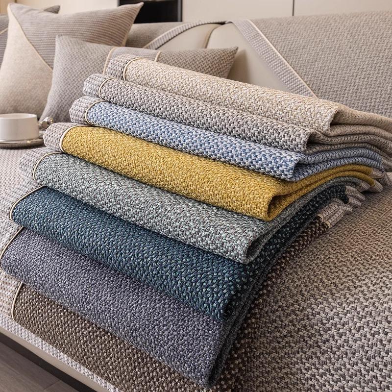 New Sofa Cushion, Universal In All Seasons, Light Luxury, High-End Seat Cushion, Anti-Cat Claw Imitation Hemp Sofa Cover Cover Cloth