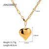 Youthway New Stainless Steel Three-Dimensional Chubby Heart Paper Clip Chain Bracelet Necklace Set Golden Jewelry For Women