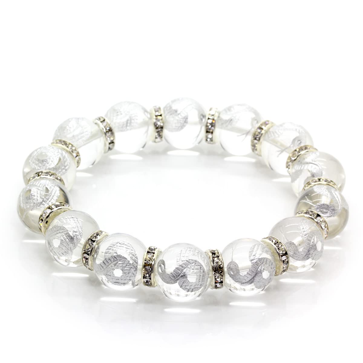 

Silver Carved Snake Carved Crystal Bracelet White Snake Crystal Natural Stone Power Stone [Sekki] Men s [b456]