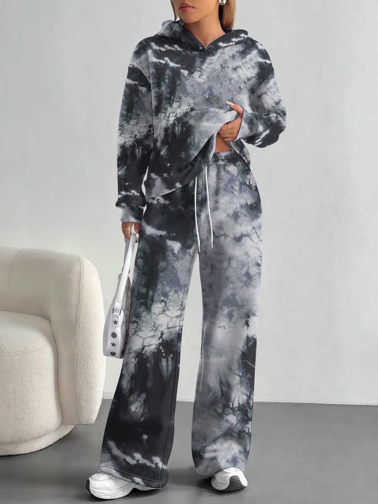 Camouflage European and American Autumn and Winter Casual Long-sleeved Suit Women's Hooded Sweater Trousers Two-piece Set