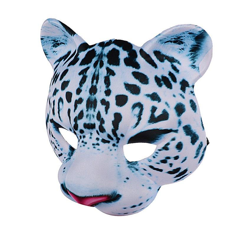 Half Face Snow Leopard Animal Mask Halloween Easter Mardi Gras Costume Party Masquerade