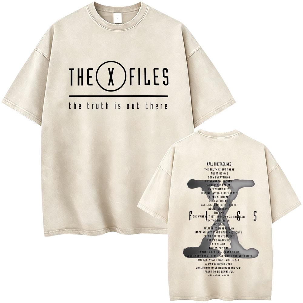 Washed Vintage Movie The X Files All The Taglines The Truth Is Out There Graphic Tshirt Mens Women Casual Cotton Retro T Shirt