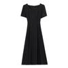 Hepburn-Inspired Women's U-Neck A-Line Summer Dress, Short-Sleeve, Slimming, Waist-Cinching, Long Style