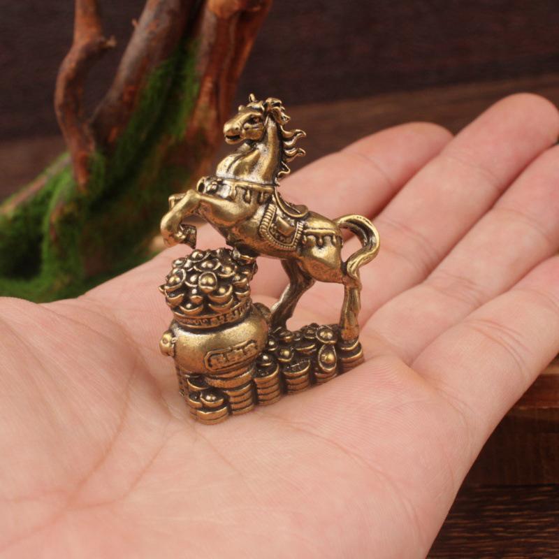 Bronze Horse Desktop Decoration Living Room Tea Table Sculpture Metal Craft Home Decorations Chinese Zodiac Horse Statue