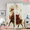 2pcs 2D flat printing Popular Christmas curtains Christmas Reindeer Holly Gold Digital Printed Polyester Drapes Birthday Party