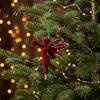 Lightweight Flocked Tree Hanging Soft Edging Retro with Gold Ornaments Christmas Red Velvet Flocking Fabric