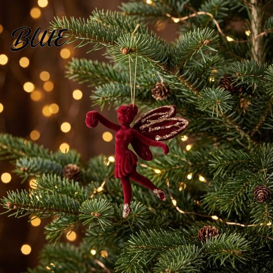 Lightweight Flocked Tree Hanging Soft Edging Retro with Gold Ornaments Christmas Red Velvet Flocking Fabric