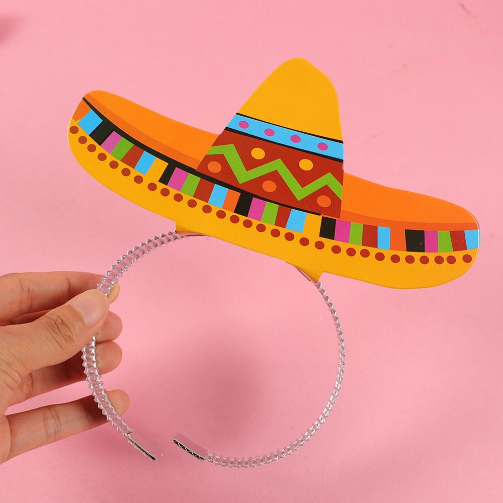 6pcs Mexican Theme Party Decorations Cinco De Mayo Party Hat Headbands Dia De Muertos Party Favors Sombrero Hairband