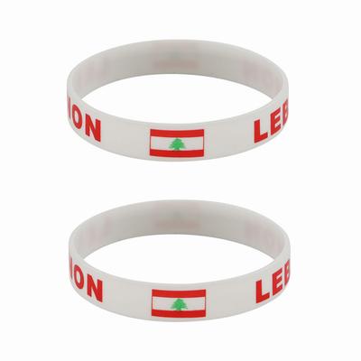 2pcs Lebanon Flag Silicone Bracelets Sport Game Wristbands National Flags Wrist Strap for Men Women Motivational Rubber Band Fashion Accessories Gifts