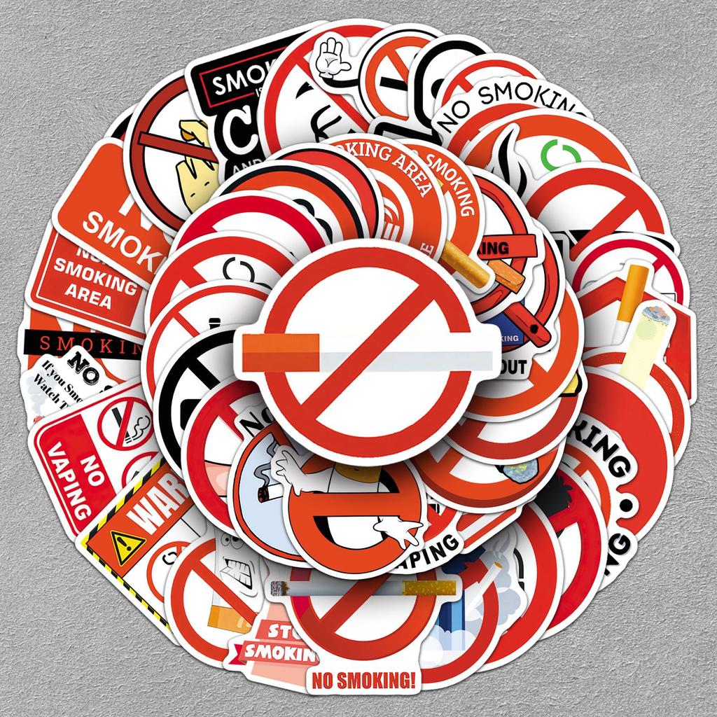 50 wasserdichte Rauchverbot-Icons Aufkleber für Helme, Handyhüllen und Kopfhörer