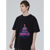Black T-Shirt Joy To The World Christmas Tree Print Holiday Party Wear