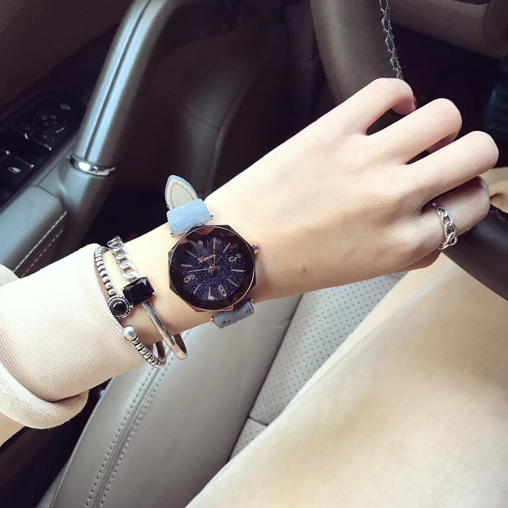 Trendy Brand Fashionable Baby's Breath Ladies Watch Genuine Leather Waterproof Casual Quartz Watch