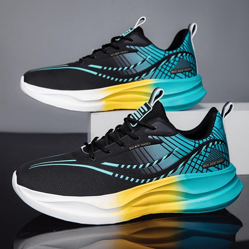 Mens Sneakers Lace Up Cushioning Anti Slip Wear-resistant Outdoor Marathon Sports Running Shoes Casual Walking Shoes for Man