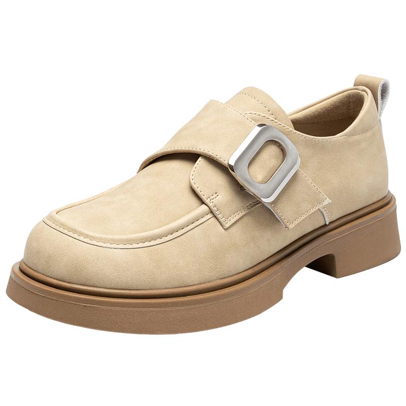 ZHR Women s Retro Thick-Soled Loafers with Metal Buckle 40